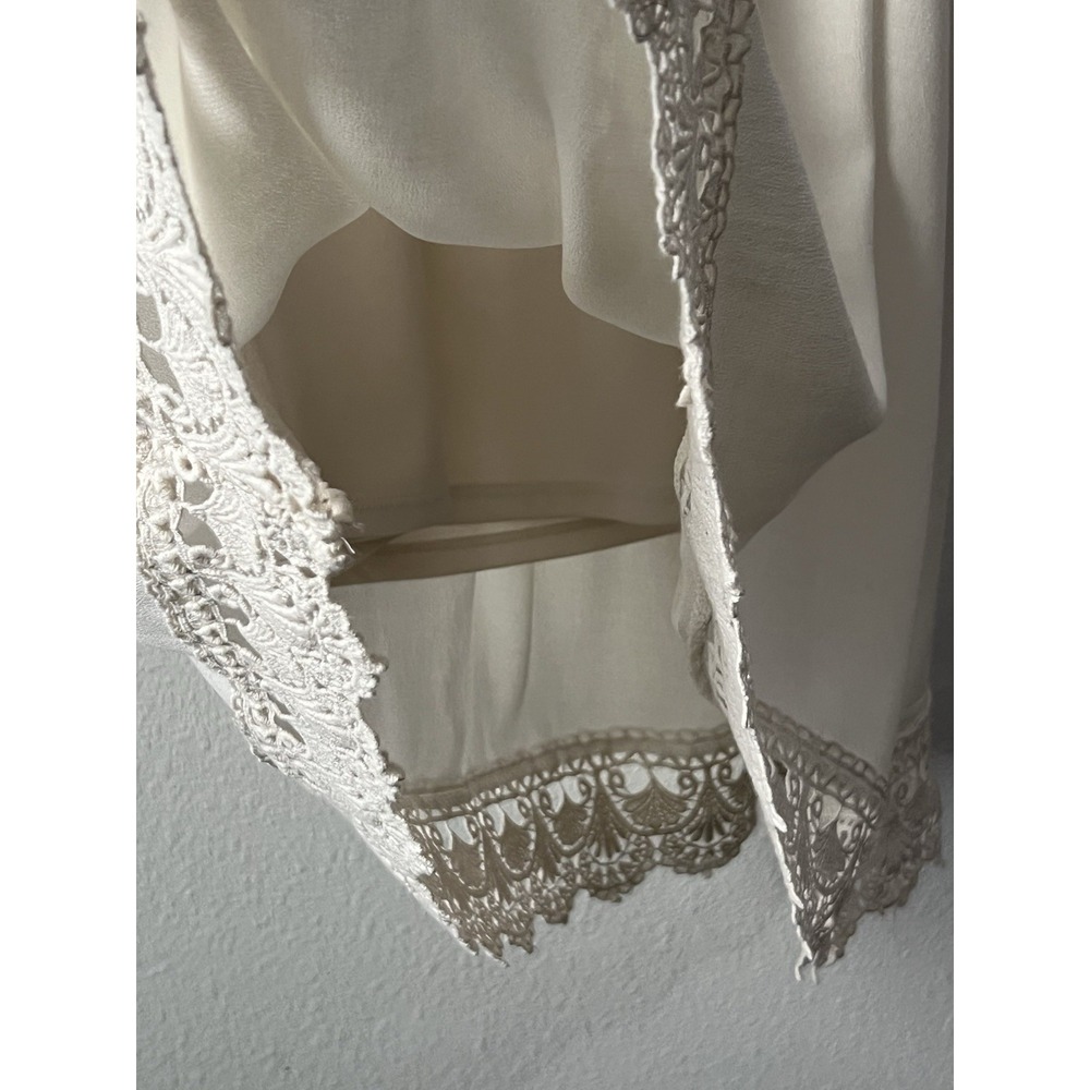 Hint of Mint Women's Crinkle Gauze Crotchet Mock Neck Sleepless Dress Size L - Picture 5 of 7